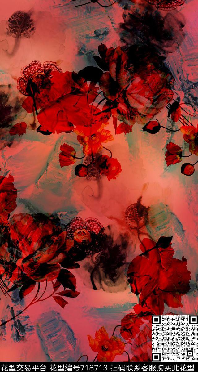 花卉炫彩秋冬华亿平台数码印花华亿平台下载（图片编号: 718713） - 瓦栏（Walan）
