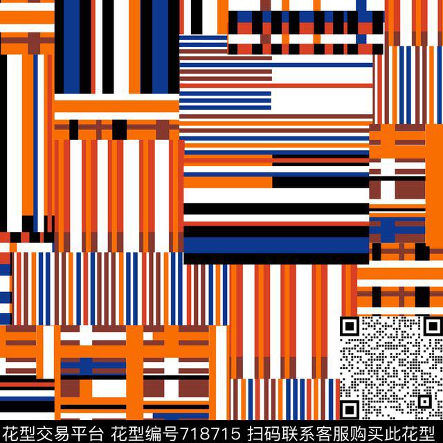 时尚大方几何拼接传统印花华亿平台下载（图片编号: 718715） - 瓦栏（Walan）