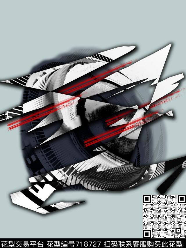 金属几何切割时尚男装华亿平台数码印花华亿平台下载（图片编号: 718727） - 瓦栏（Walan）