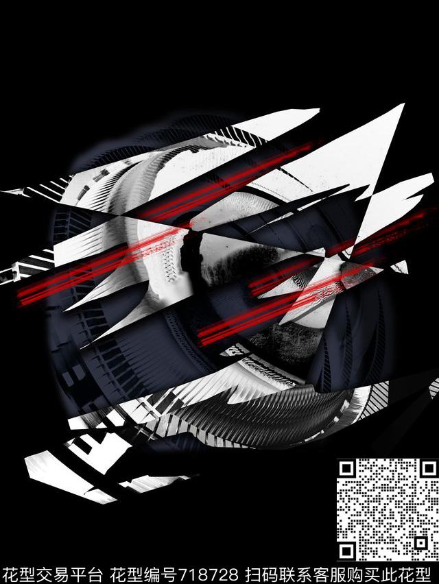 金属几何切割时尚男装华亿平台数码印花华亿平台下载（图片编号: 718728） - 瓦栏（Walan）