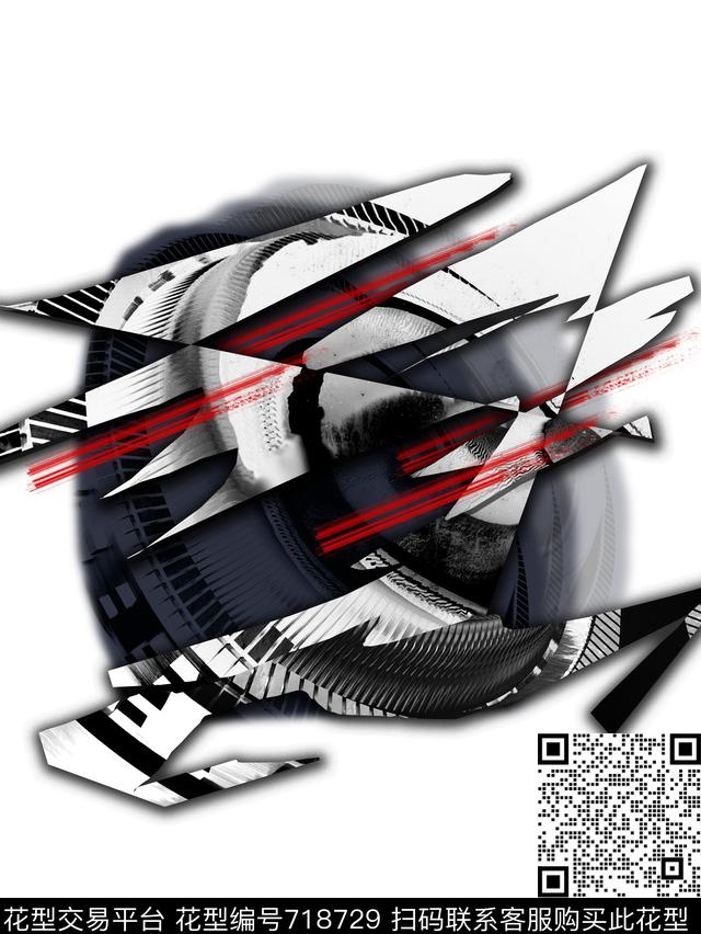 金属几何切割时尚男装华亿平台数码印花华亿平台下载（图片编号: 718729） - 瓦栏（Walan）