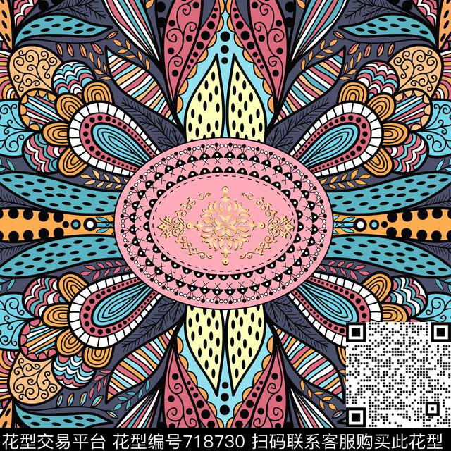 方巾民族风时尚数码印花华亿平台下载（图片编号: 718730） - 瓦栏（Walan）