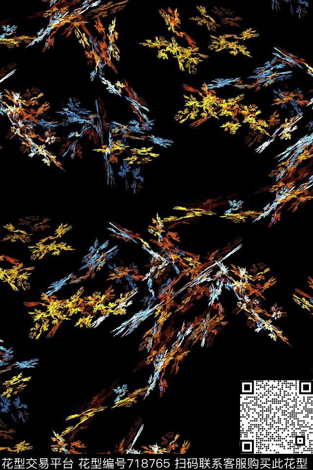 抽象树叶演变数码印花华亿平台下载（图片编号: 718765） - 瓦栏（Walan）