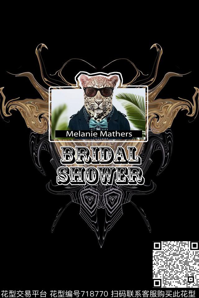 动物豹子英文抽象数码印花华亿平台下载（图片编号: 718770） - 瓦栏（Walan）