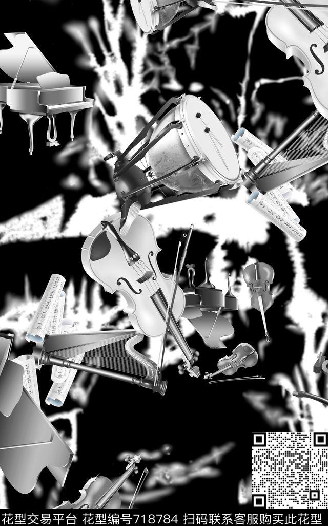 乐器吉他小提琴传统印花华亿平台下载（图片编号: 718784） - 瓦栏（Walan）