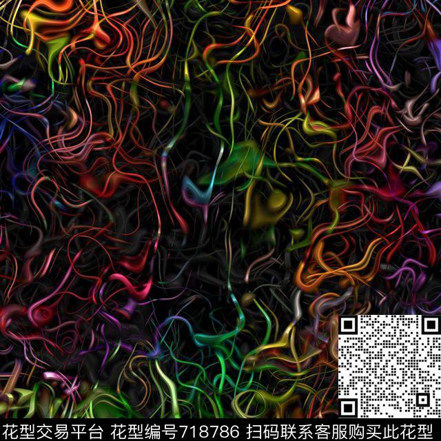 几何曲线线条数码印花华亿平台下载（图片编号: 718786） - 瓦栏（Walan）