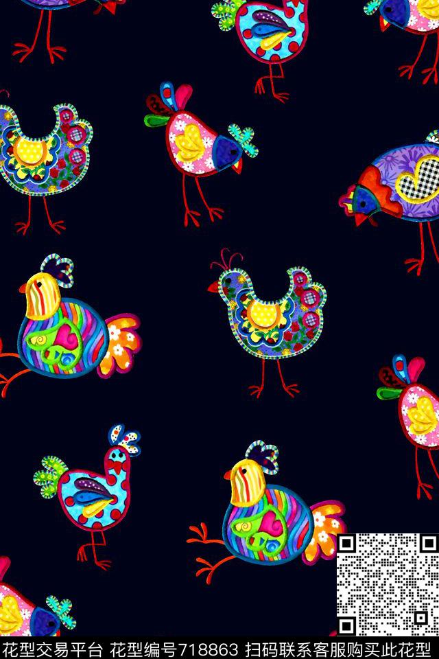 卡通小鸡女装绣花华亿平台抽象几何清爽印花梦幻艺术平底立体手绘印花满版最新高清数码印花蕾丝民族中国风绣花珠宝肌理时尚潮流大牌复古欧美风数码印花华亿平台下载（图片编号: 718863） - 瓦栏（Walan）