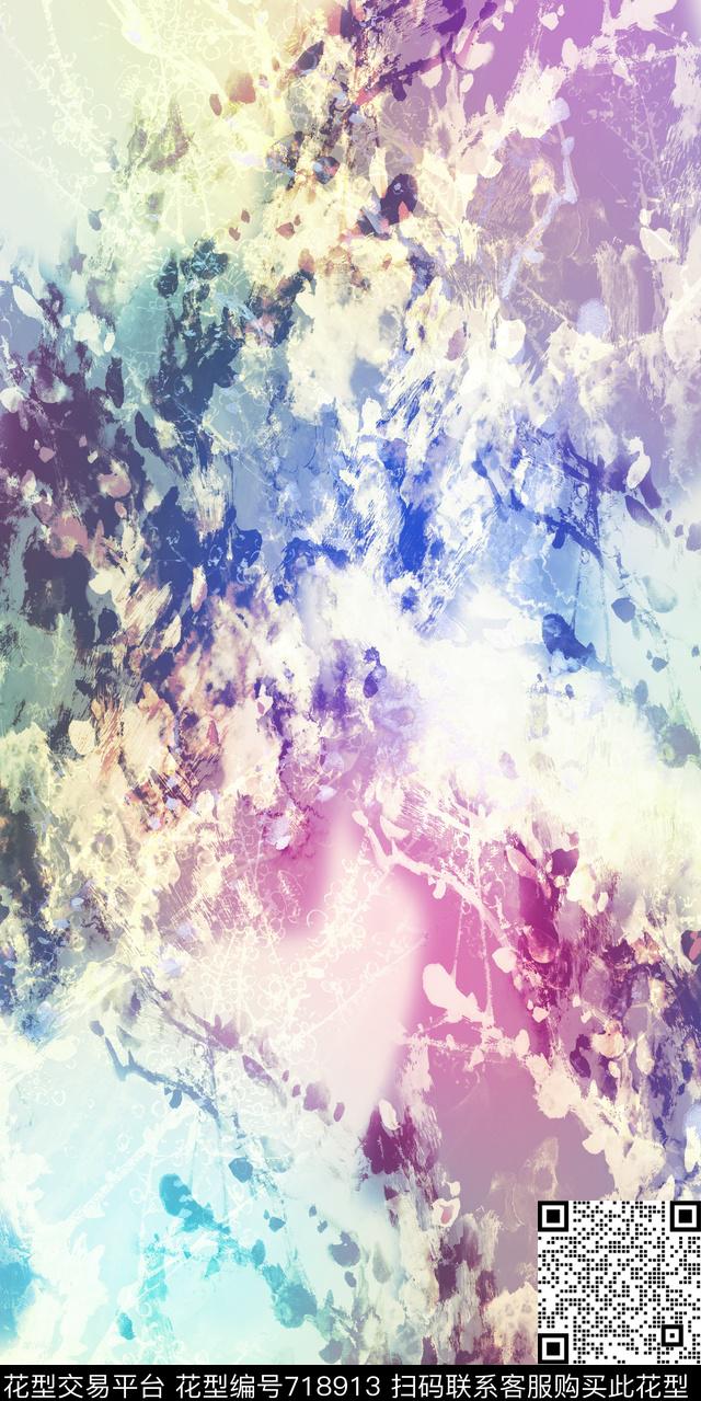 抽象枝干水墨数码印花华亿平台下载（图片编号: 718913） - 瓦栏（Walan）