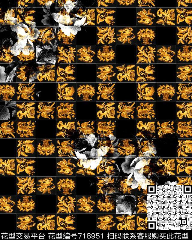 民族格子古典数码印花华亿平台下载（图片编号: 718951） - 瓦栏（Walan）