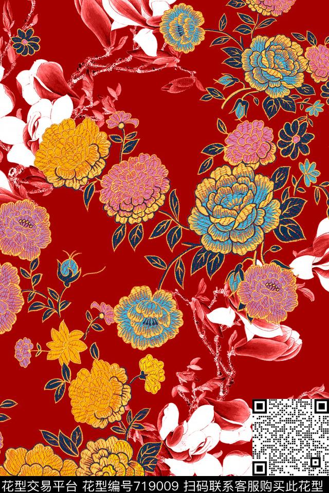 MAX-中老年真丝女装MAX-中国风刺绣花卉花数码印花华亿平台下载（图片编号: 719009） - 瓦栏（Walan）