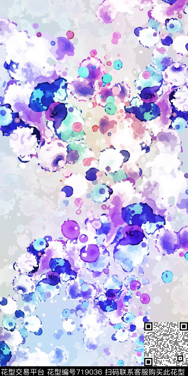 抽象色块圆圈数码印花华亿平台下载（图片编号: 719036） - 瓦栏（Walan）