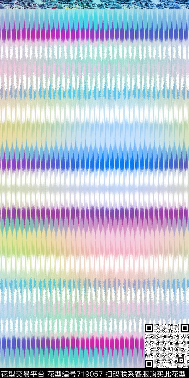 条子线条色块数码印花华亿平台下载（图片编号: 719057） - 瓦栏（Walan）