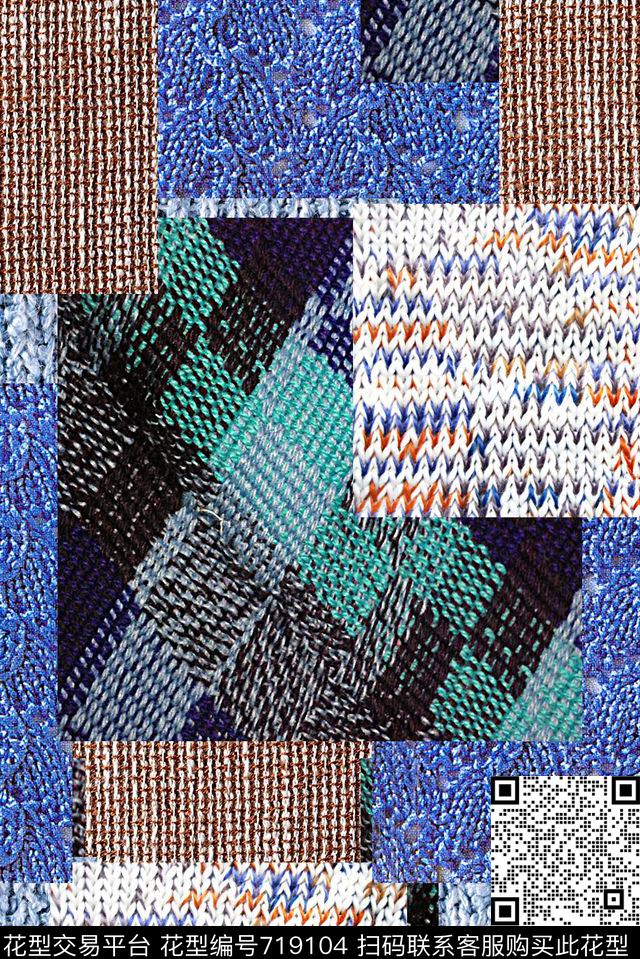 抽象手绘几何格子水彩画民族风北非华亿平台数码印花时尚潮流女装裙子编制毛料印花欧美复古大牌女装夹克外套棉服印花数码印花华亿平台下载（图片编号: 719104） - 瓦栏（Walan）