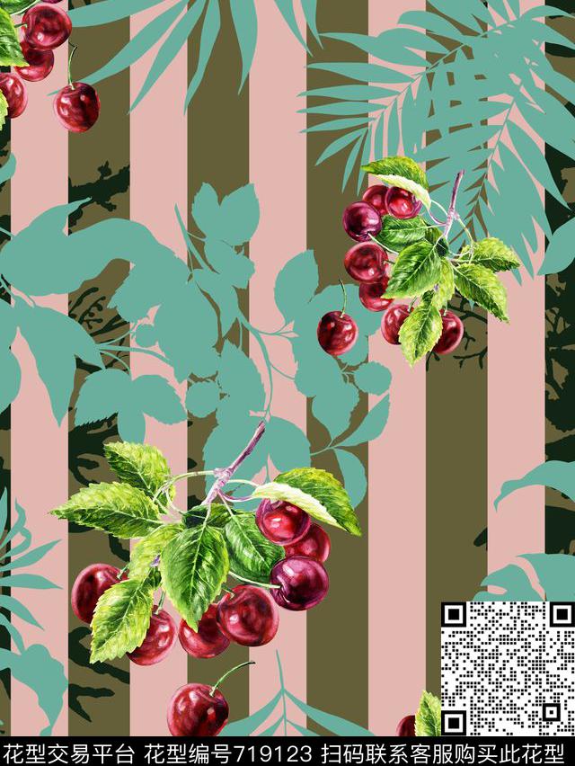 条纹几何花草果子传统印花华亿平台下载（图片编号: 719123） - 瓦栏（Walan）