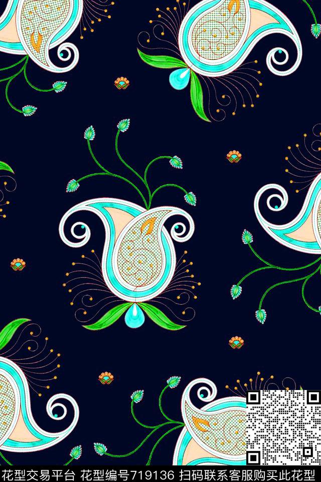 佩斯利腰果女装华亿平台数码印花华亿平台下载（图片编号: 719136） - 瓦栏（Walan）