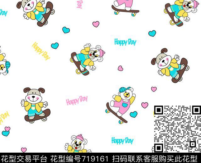 小熊爱心字母传统印花华亿平台下载（图片编号: 719161） - 瓦栏（Walan）
