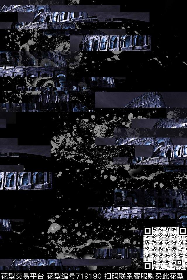 个性数码几何拼贴数码印花华亿平台下载（图片编号: 719190） - 瓦栏（Walan）