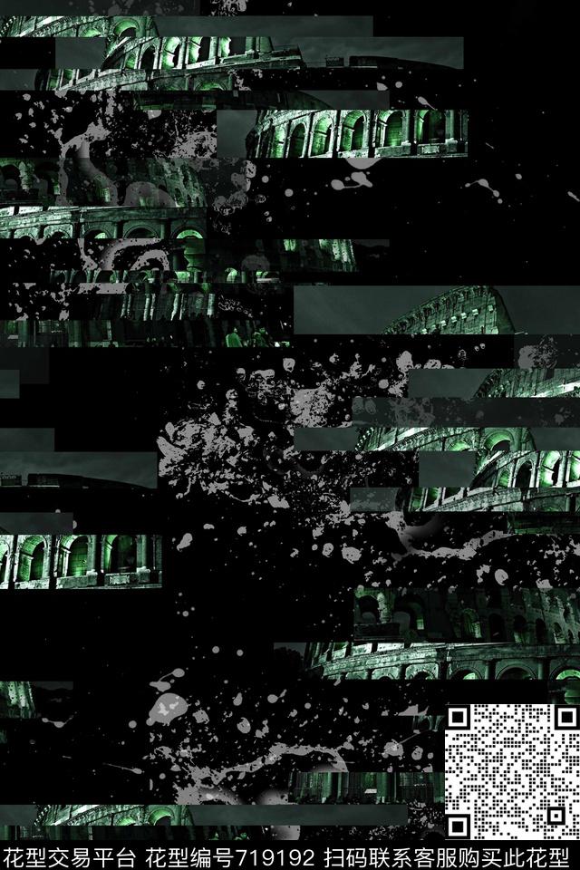 个性数码几何拼贴数码印花华亿平台下载（图片编号: 719192） - 瓦栏（Walan）