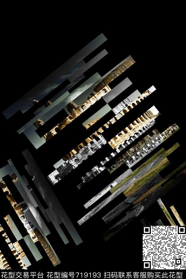 个性数码几何拼贴数码印花华亿平台下载（图片编号: 719193） - 瓦栏（Walan）