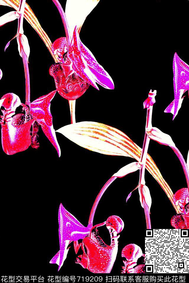 大花牡丹玫瑰数码印花华亿平台下载（图片编号: 719209） - 瓦栏（Walan）