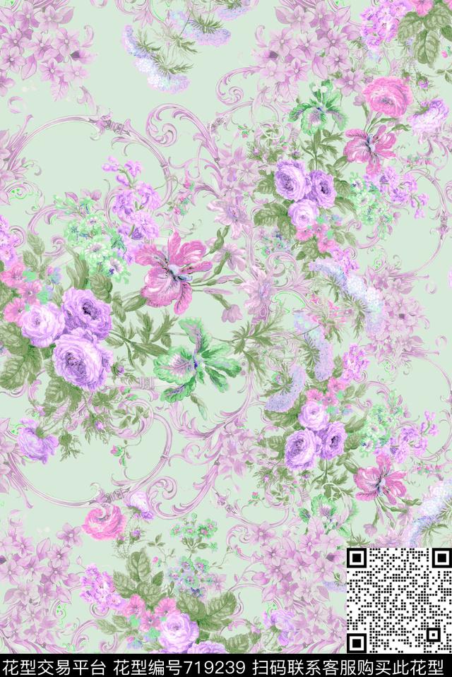 时尚零点--女装乱花数码印花华亿平台下载（图片编号: 719239） - 瓦栏（Walan）