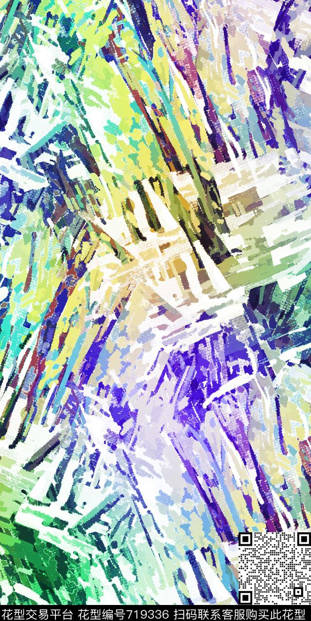抽象色块树枝数码印花华亿平台下载（图片编号: 719336） - 瓦栏（Walan）
