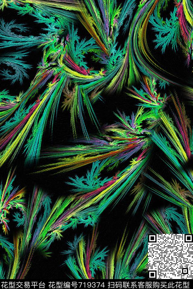 肌理女装抽象数码印花华亿平台下载（图片编号: 719374） - 瓦栏（Walan）