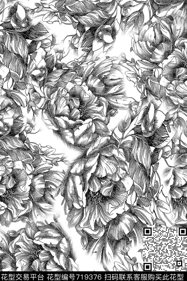 花卉小花手绘花数码印花华亿平台下载（图片编号: 719376） - 瓦栏（Walan）