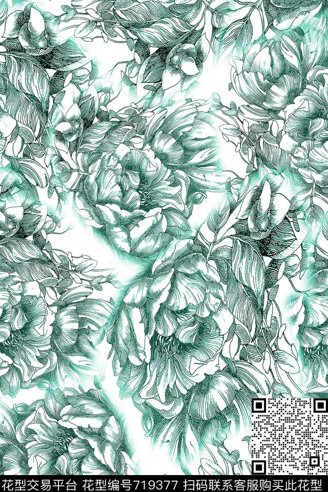 花卉小花手绘花数码印花华亿平台下载（图片编号: 719377） - 瓦栏（Walan）