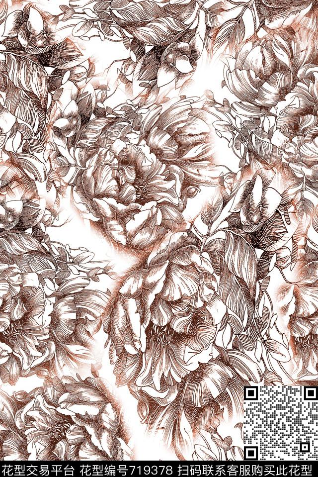 花卉小花手绘花数码印花华亿平台下载（图片编号: 719378） - 瓦栏（Walan）