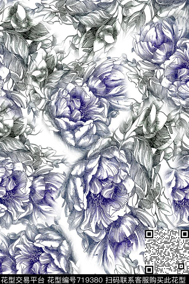 花卉小花手绘花数码印花华亿平台下载（图片编号: 719380） - 瓦栏（Walan）