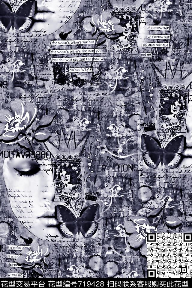 纹理花卉蝴蝶男装夹克华亿平台数码印花华亿平台下载（图片编号: 719428） - 瓦栏（Walan）