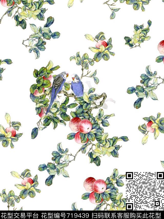 花卉循环华亿平台花鸟数码印花华亿平台下载（图片编号: 719439） - 瓦栏（Walan）