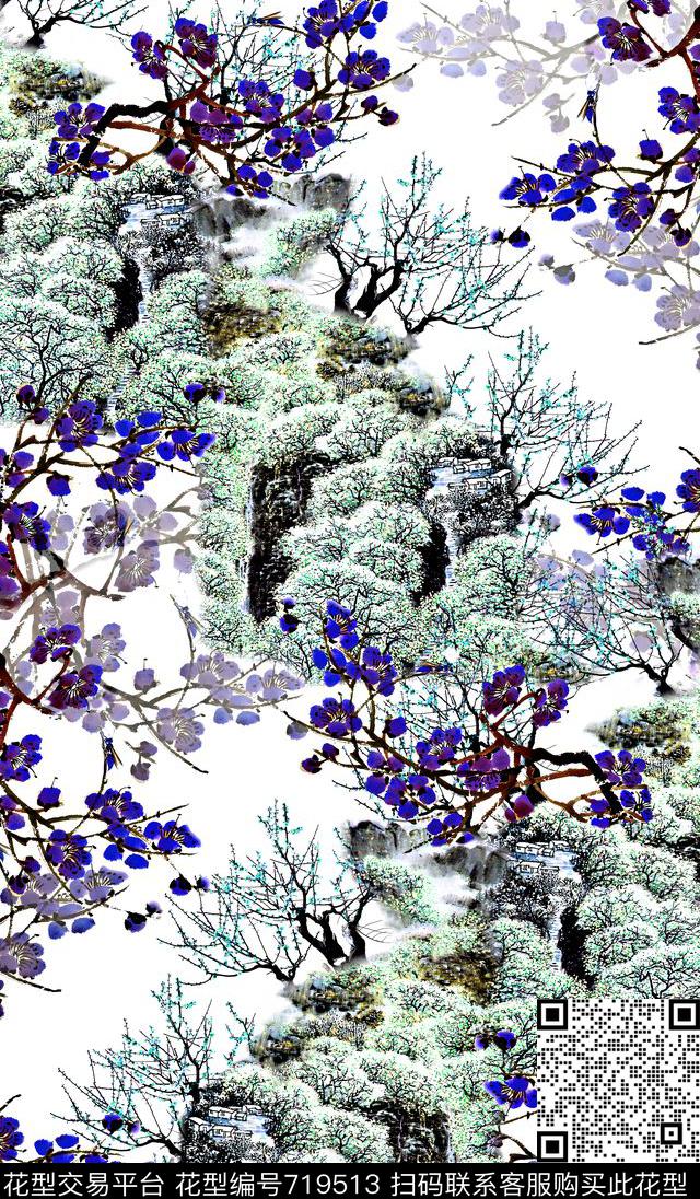 女装中国风定位数码印花华亿平台下载（图片编号: 719513） - 瓦栏（Walan）