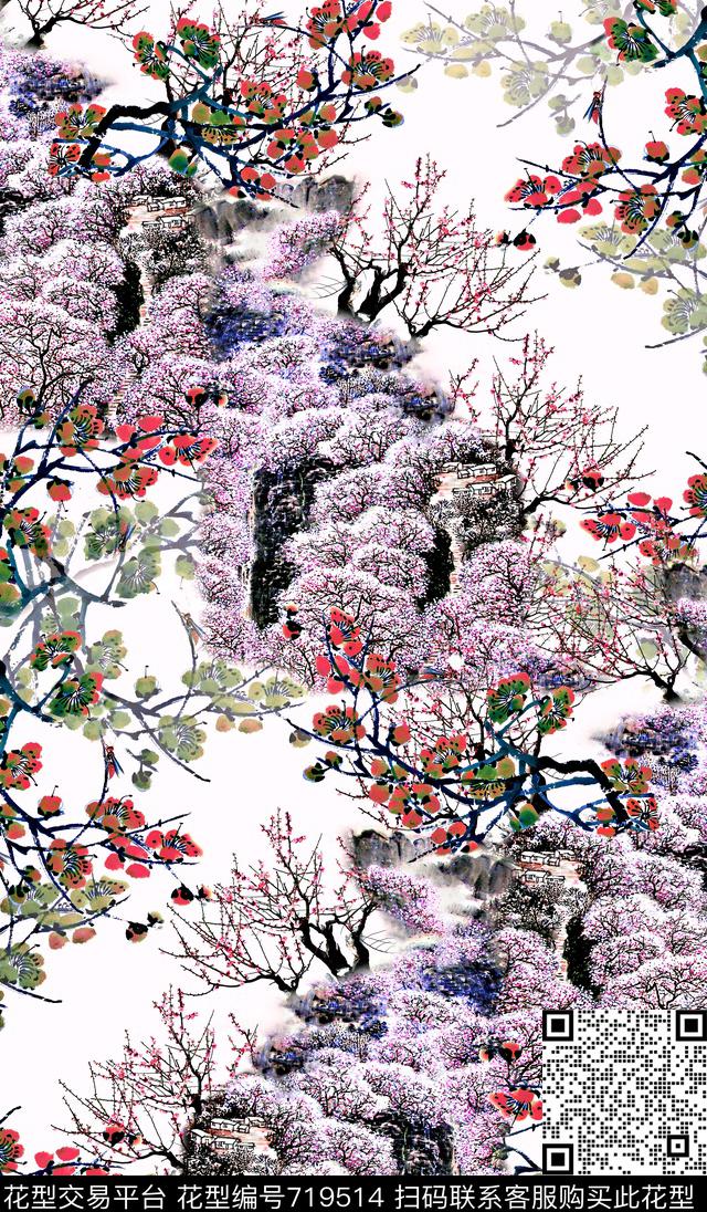 女装中国风定位数码印花华亿平台下载（图片编号: 719514） - 瓦栏（Walan）