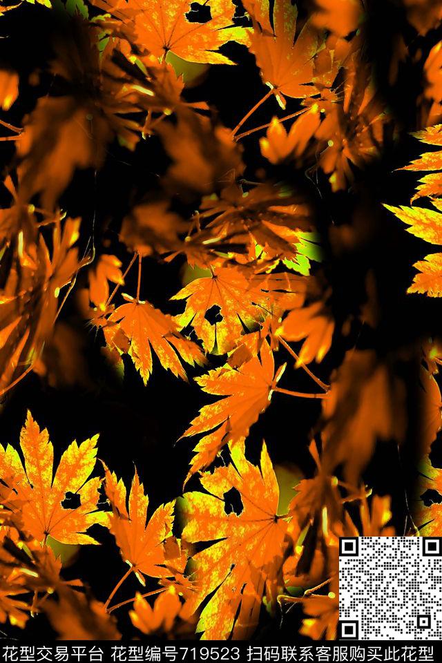 枫叶叶子女装数码印花华亿平台下载（图片编号: 719523） - 瓦栏（Walan）