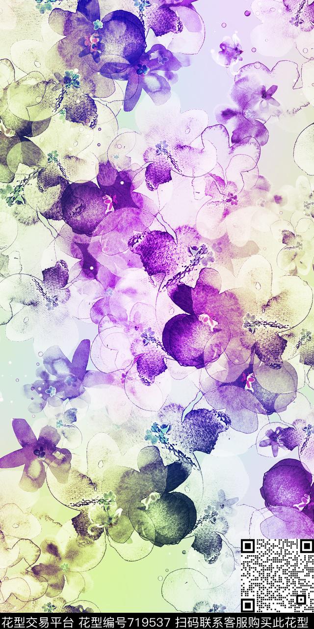 乱花大花花卉数码印花华亿平台下载（图片编号: 719537） - 瓦栏（Walan）