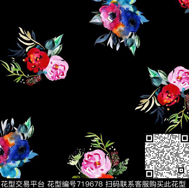 欧美风格小碎花花卉数码印花华亿平台下载（图片编号: 719678） - 瓦栏（Walan）