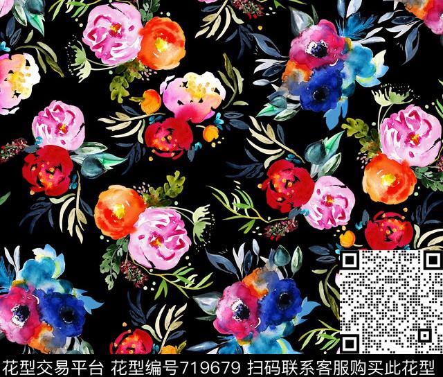 欧美风花卉印花小碎花花卉数码印花华亿平台下载（图片编号: 719679） - 瓦栏（Walan）