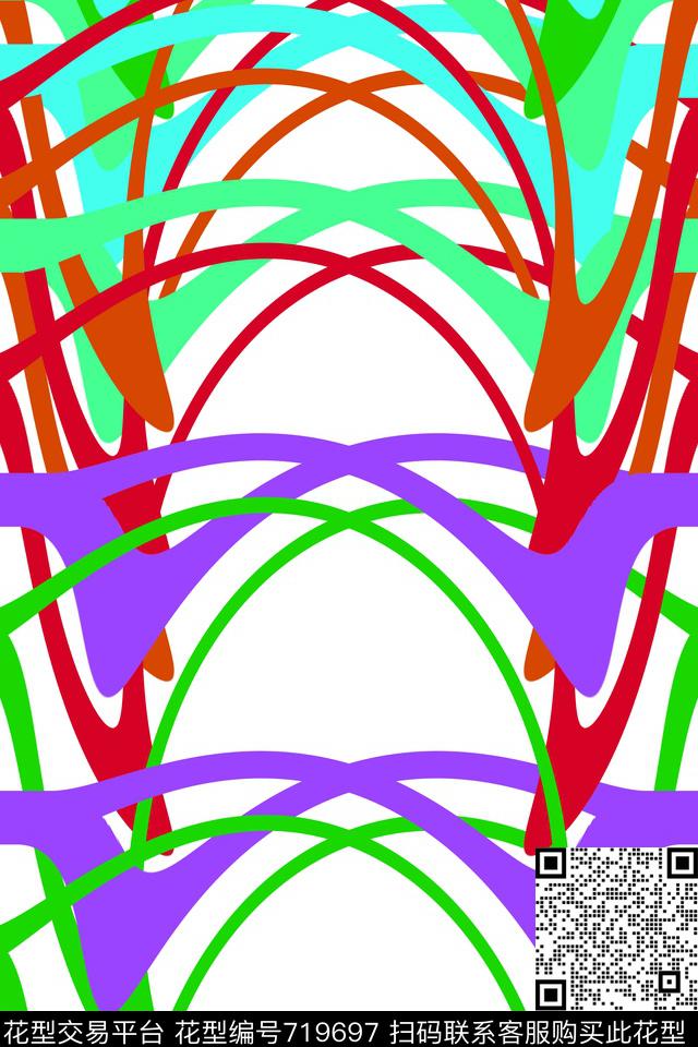 抽象几何形状数码印花华亿平台下载（图片编号: 719697） - 瓦栏（Walan）