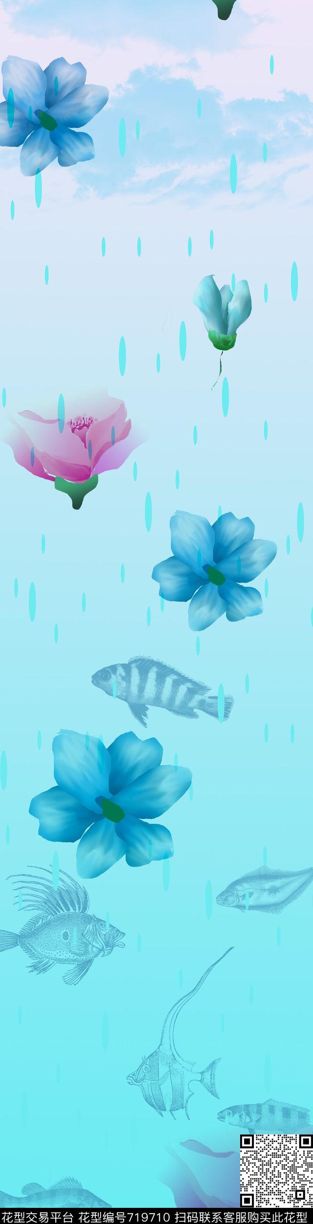 大花花朵花卉数码印花华亿平台下载（图片编号: 719710） - 瓦栏（Walan）