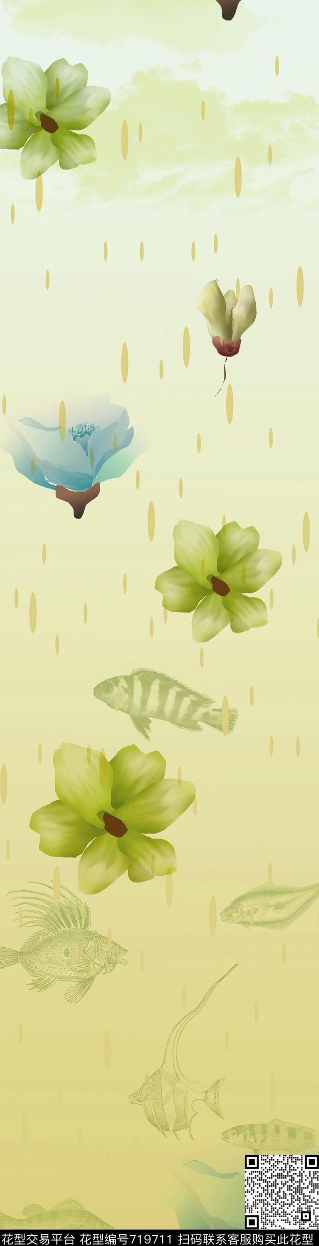 大花花朵花卉数码印花华亿平台下载（图片编号: 719711） - 瓦栏（Walan）