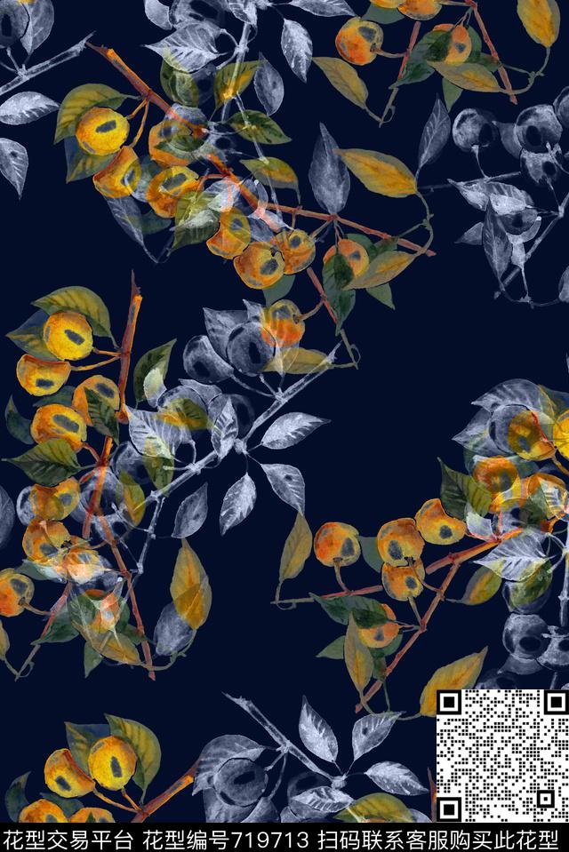 手绘半透明琵琶数码印花华亿平台下载（图片编号: 719713） - 瓦栏（Walan）