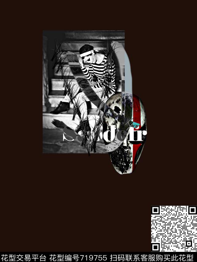 抽象金属人物骷髅头几何数码印花时尚潮流男装卫衣衬衫T恤定位印花欧美大牌复古印数码印花华亿平台下载（图片编号: 719755） - 瓦栏（Walan）