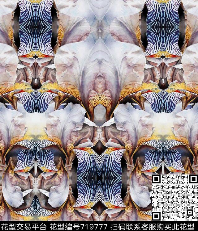 欧美风花卉印花花卉肌理镜射华亿平台数码印花华亿平台下载（图片编号: 719777） - 瓦栏（Walan）