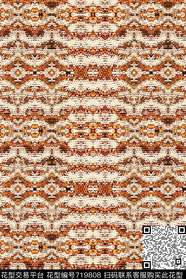 蛇纹动物纹抽象传统印花华亿平台下载（图片编号: 719808） - 瓦栏（Walan）
