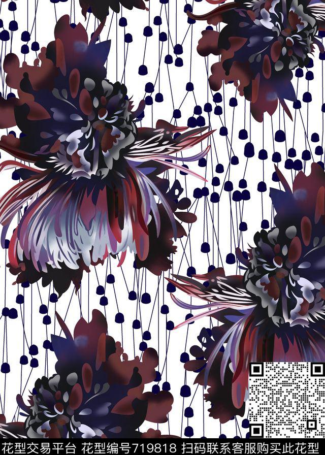 大花花朵花卉数码印花华亿平台下载（图片编号: 719818） - 瓦栏（Walan）
