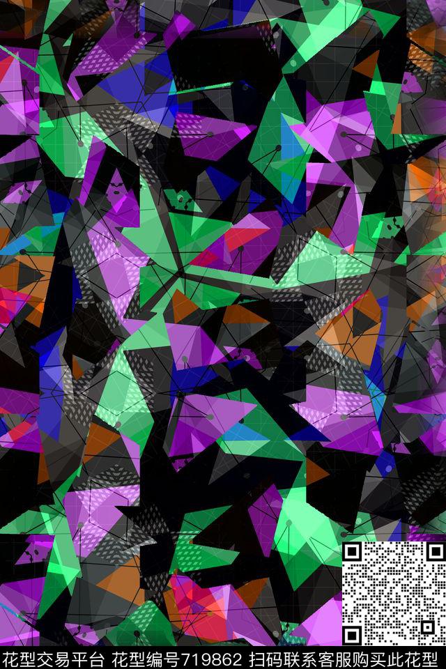 方格不规则几何小方块传统印花华亿平台下载（图片编号: 719862） - 瓦栏（Walan）