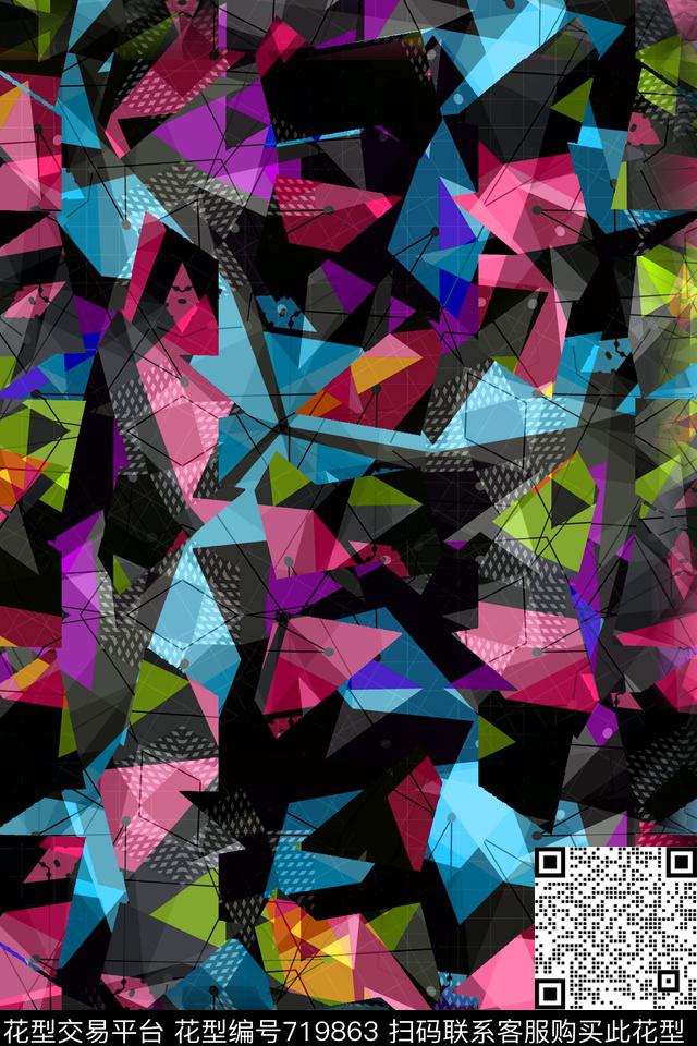 方格不规则几何小方块传统印花华亿平台下载（图片编号: 719863） - 瓦栏（Walan）