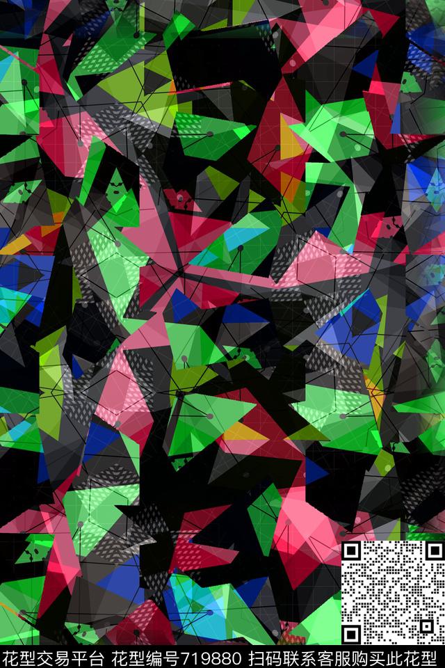 方格不规则几何小方块传统印花华亿平台下载（图片编号: 719880） - 瓦栏（Walan）